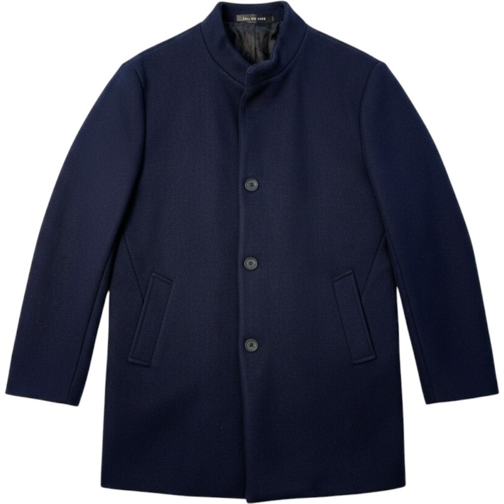 West Louis Wool Blend Overcoat Mens M Navy Blue Button Front Winter NWT